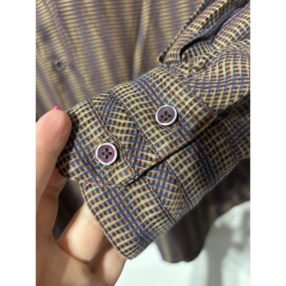 Robert Graham Shirt Mens Large Checkered Paisley Trim Button Up Casual - Picture 8 of 10
